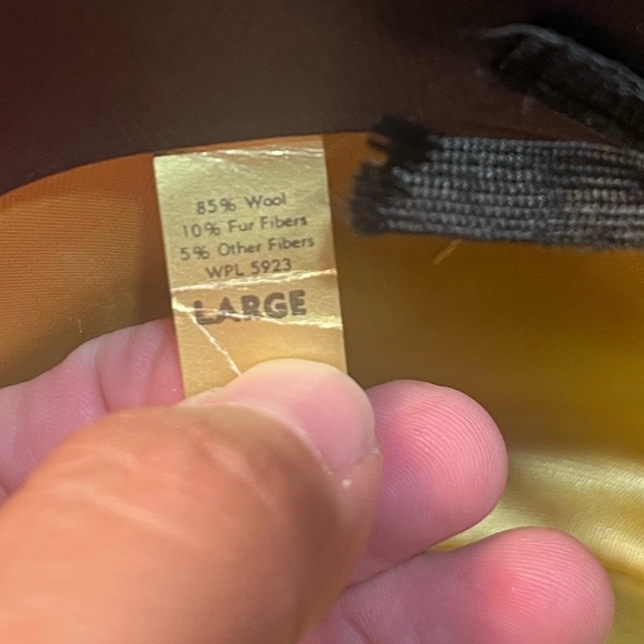 Trail Ridge Black Cowboy Hat 100% Wool Water Repellent Fur Blend Large VTG - Picture 6 of 6